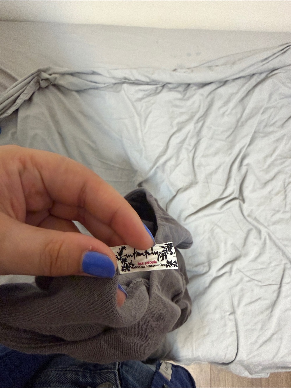 Gray Knit Sweats with Printed Tag